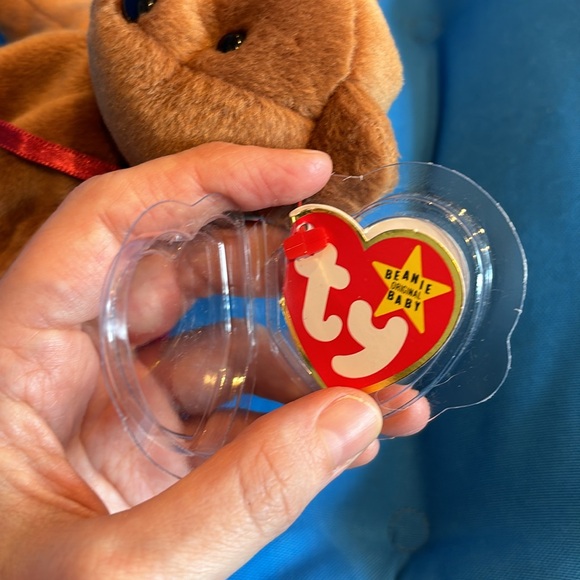 TY Beanie Baby Bear Original Teddy Date Of Brith 11/28/1995 NWTS BrownRed - Picture 3 of 6